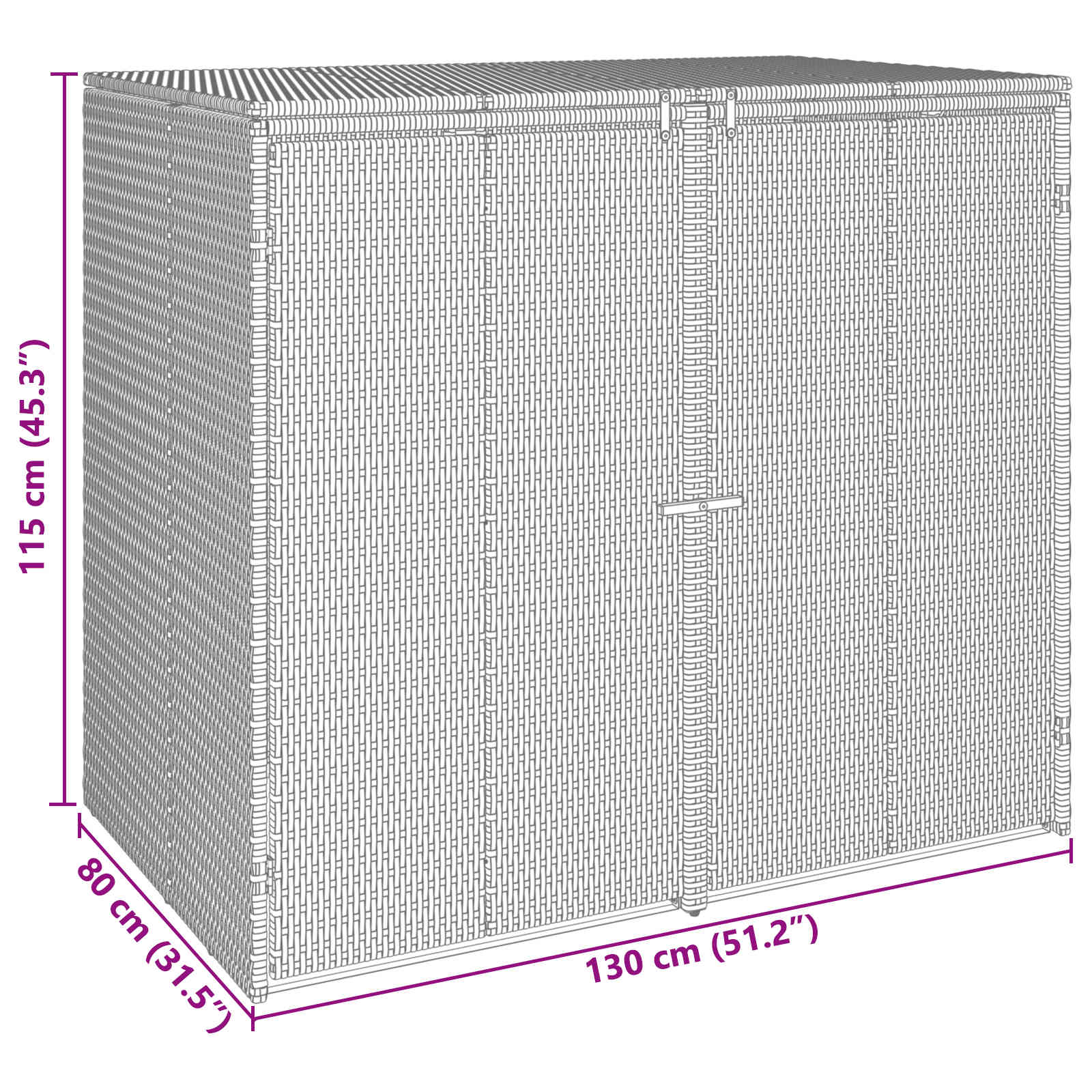 Mülltonnenbox Schwarz 65 x 80 x 115 cm Polyethylen