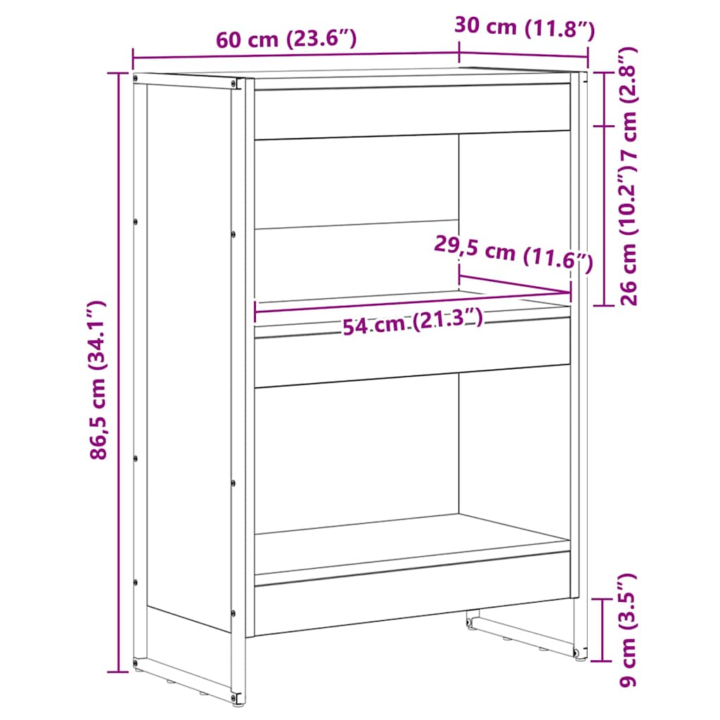 Bücherregal 2 pcs Schwarz Eichen-Optik 60 x 30 x 189,5 cm