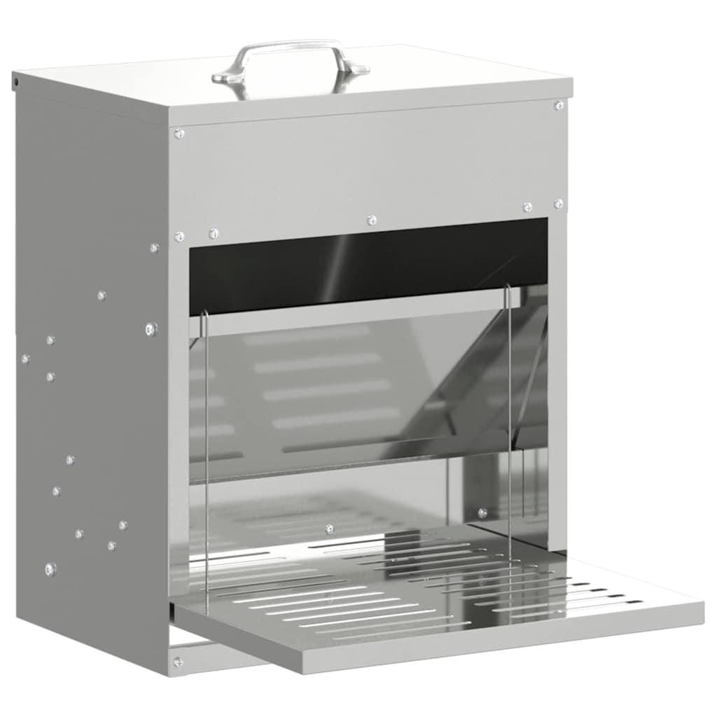 Hühnertretfeeder Schwarz 25 x 42 x 40 cm Kaltgewalzter Stahl