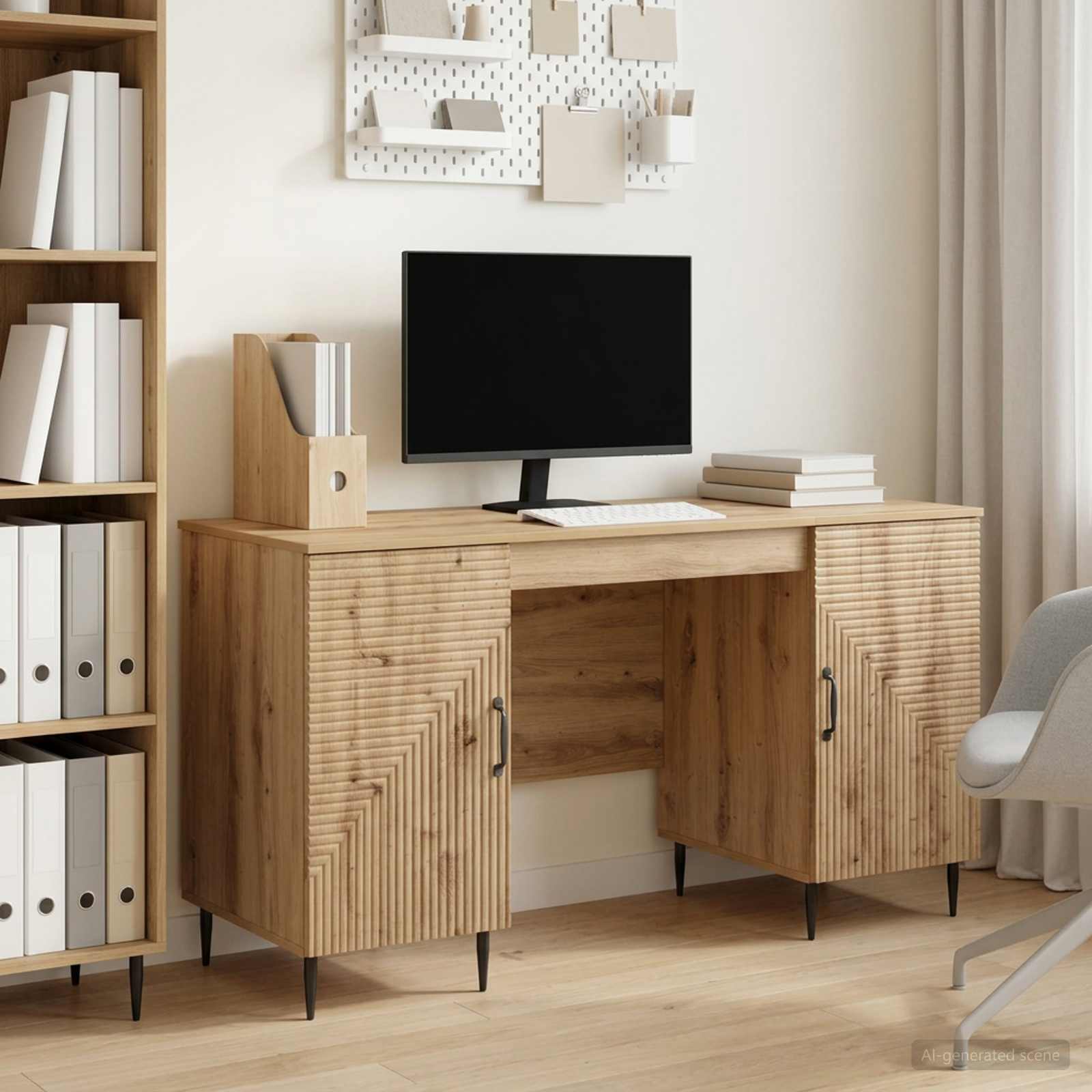 Schreibtisch mit Regal Schwarz 142,5 x 50 x 75 cm Holzwerkstoff