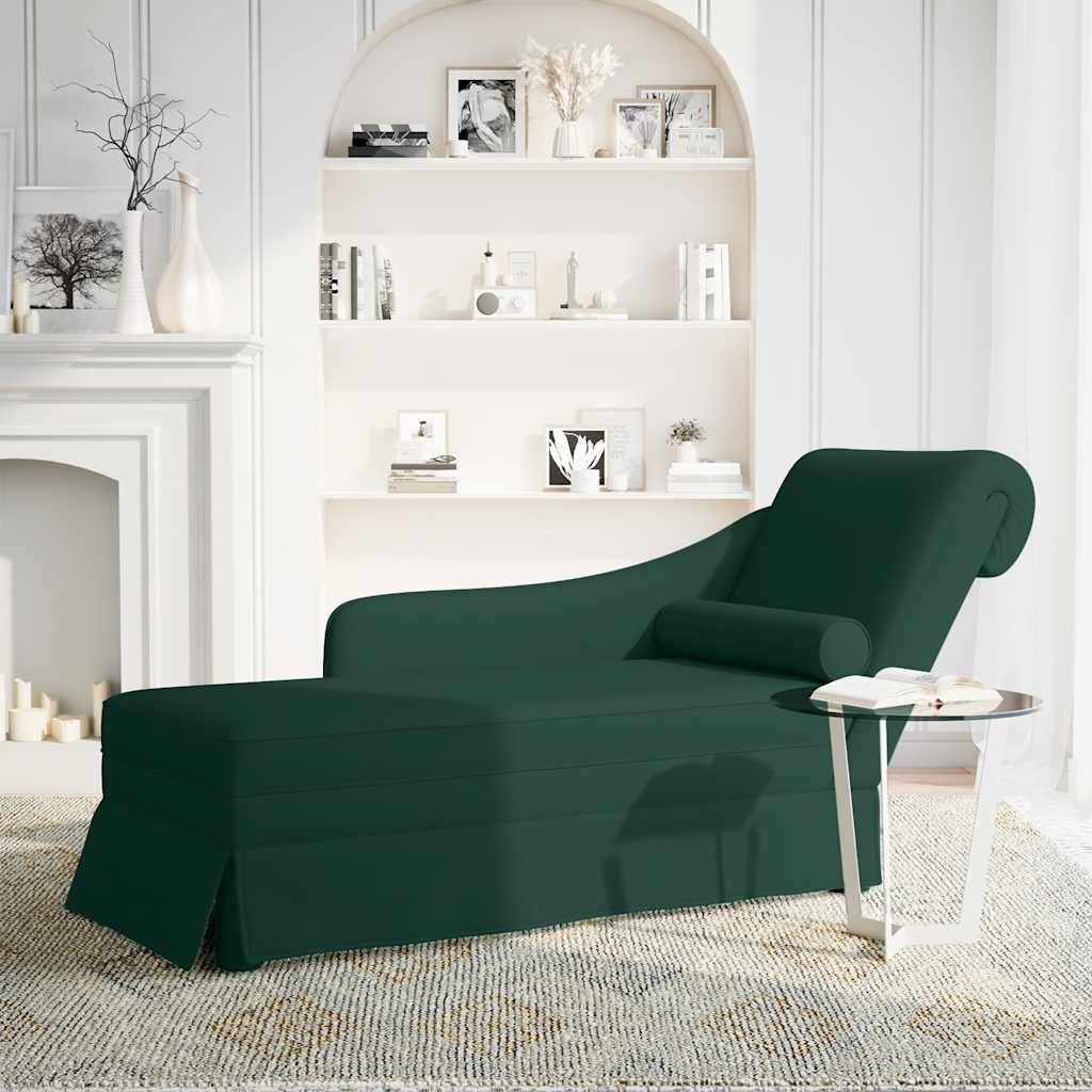 Chaiselongue mit Nackenrolle und Rechter Armlehne Blau Samt