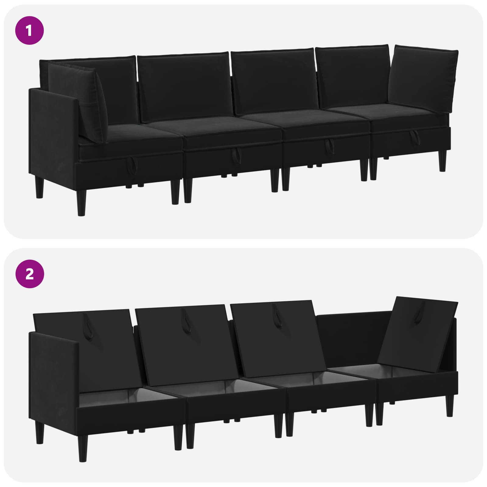 Wohnzimmergarnitur mit Kissen mit Speicher 3 pcs Hellgrau Samt