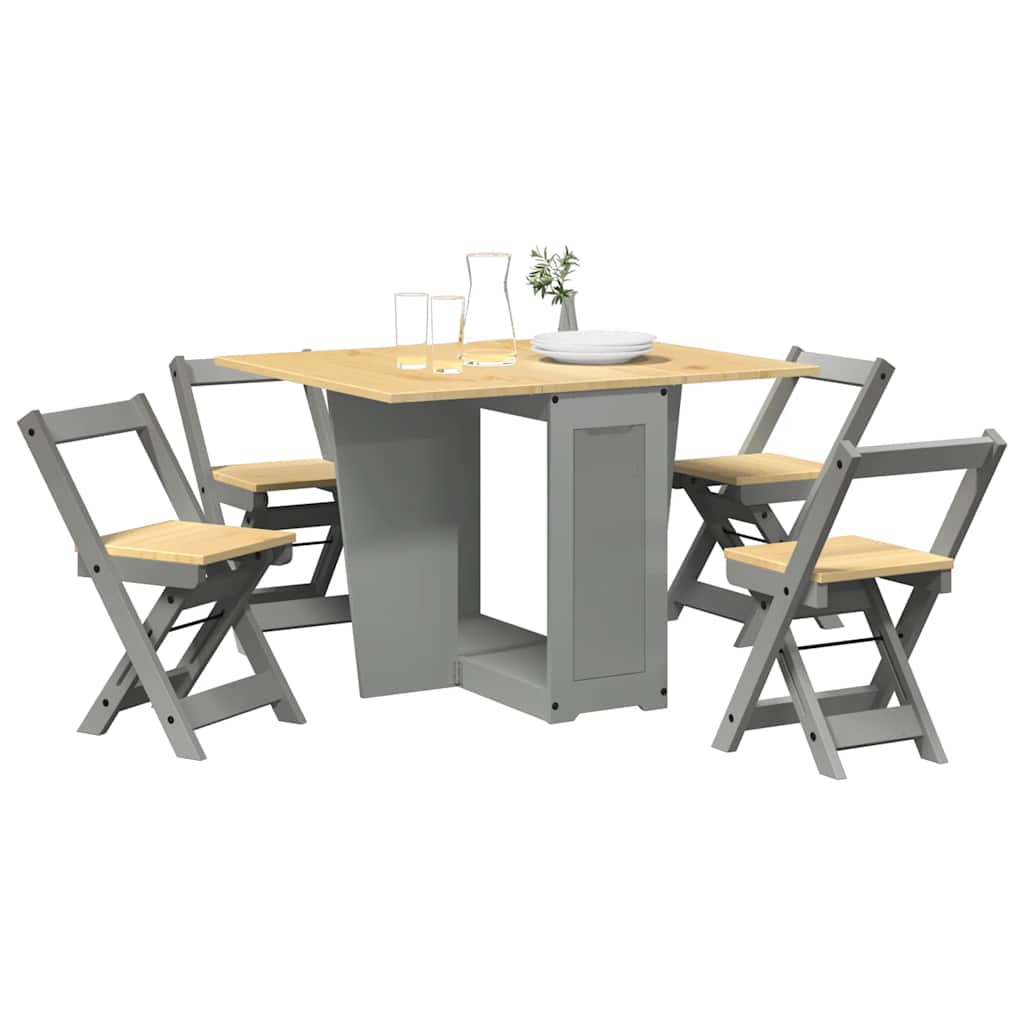 5-tlg. Butterfly-Esstisch-Set Corona Wachsbraun Kiefernholz