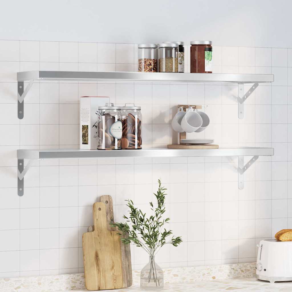 Wandregale 2 Stk. 100x40 cm Silbern Edelstahl