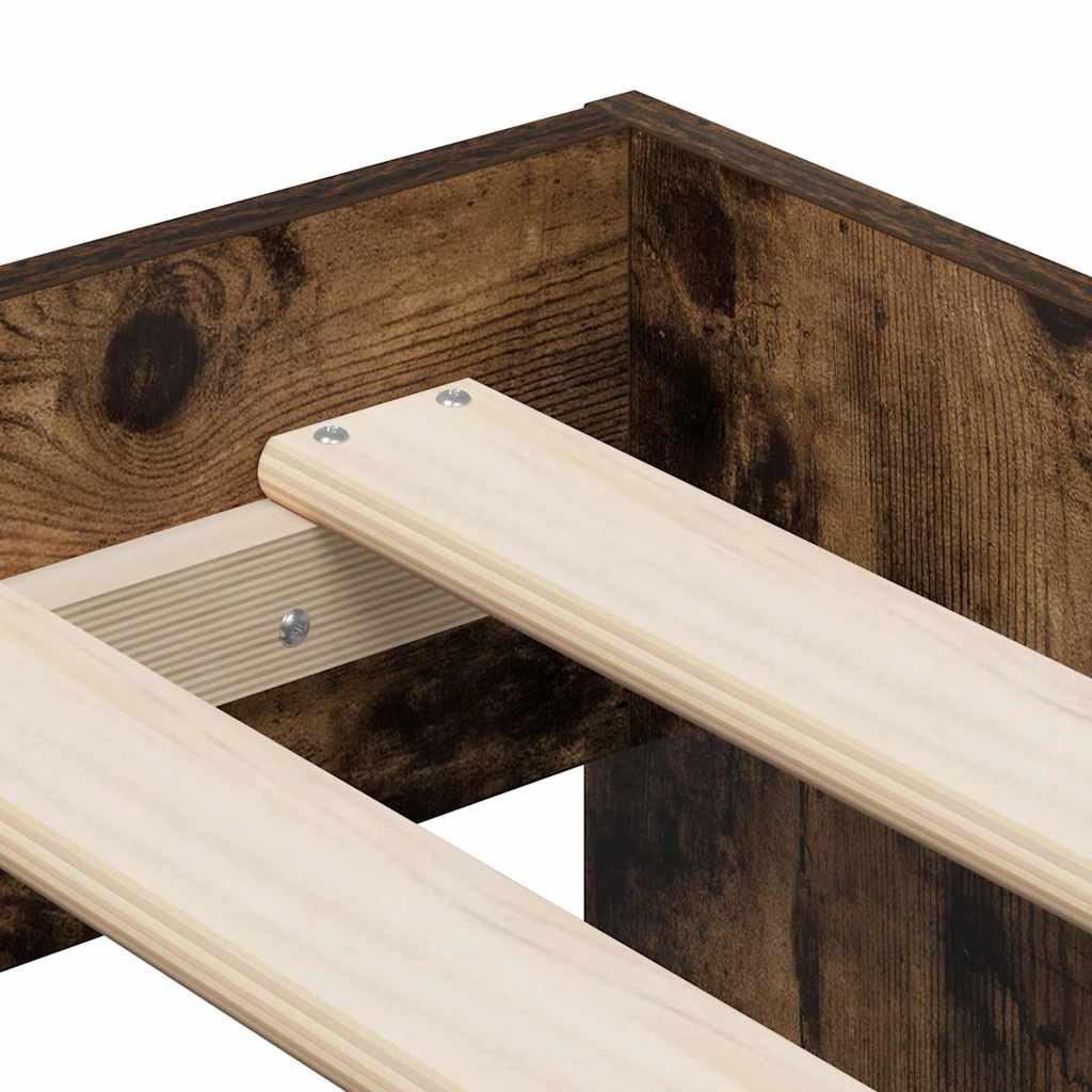 Aufbewahrungsbettgestell mit Speicher Weiß 80 cm Holzwerkstoff