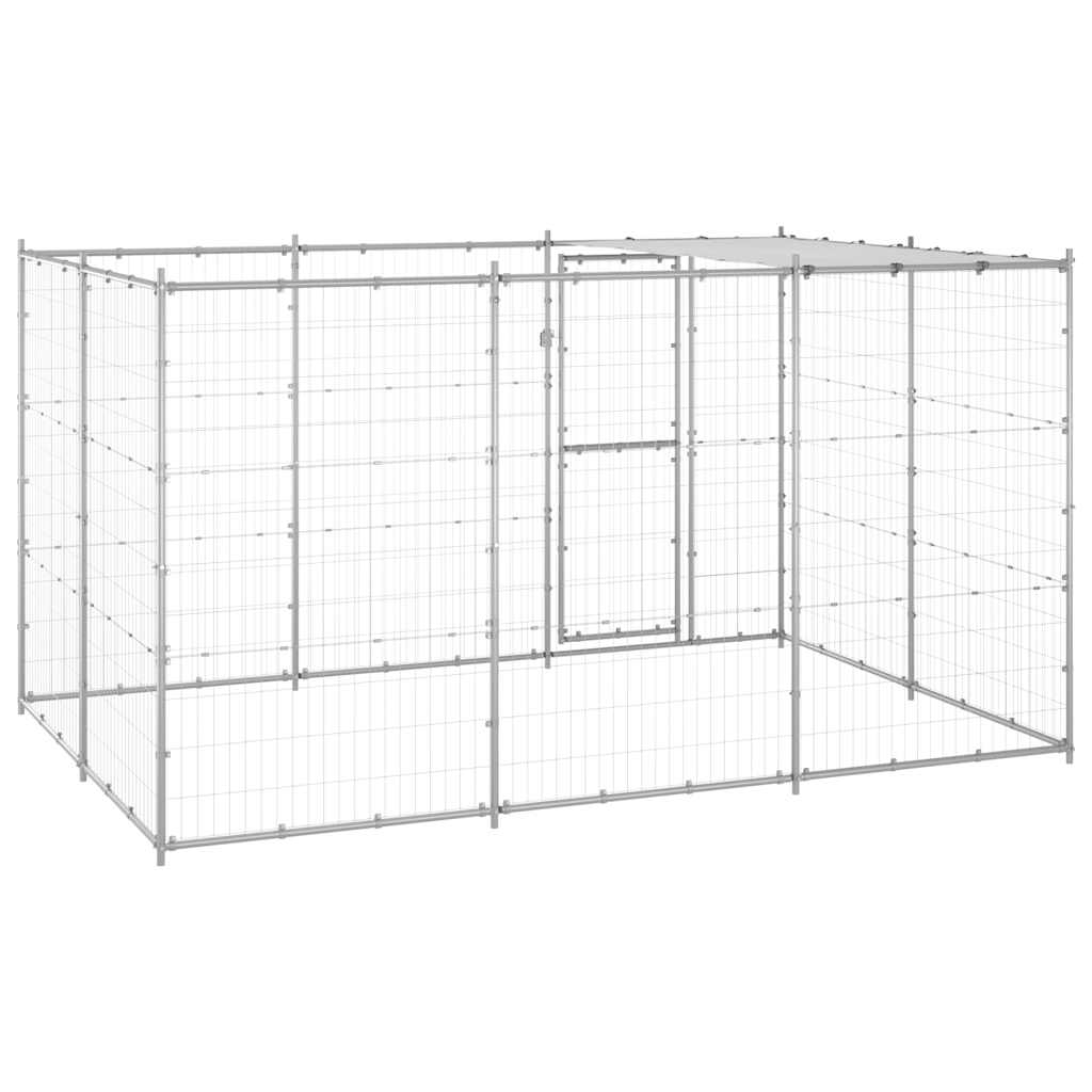 Outdoor-Hundezwinger mit Überdachung Stahl 7,26 m²