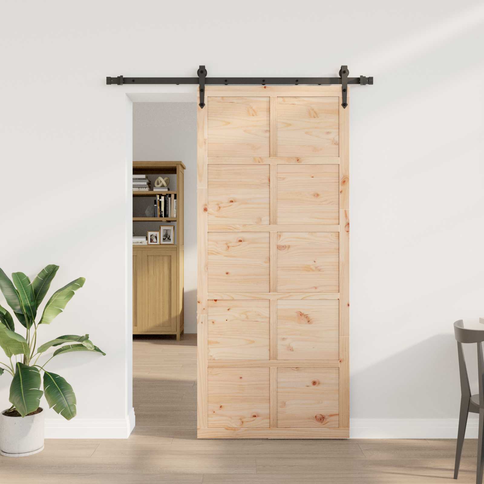 Schiebetür Natur 100 x 208 cm Massives Kiefernholz