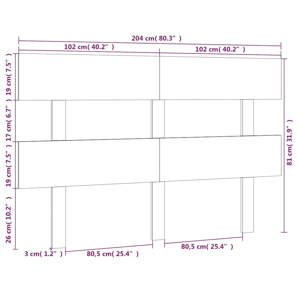 Bett-Kopfteil 78,5x3x81 cm Massivholz Kiefer