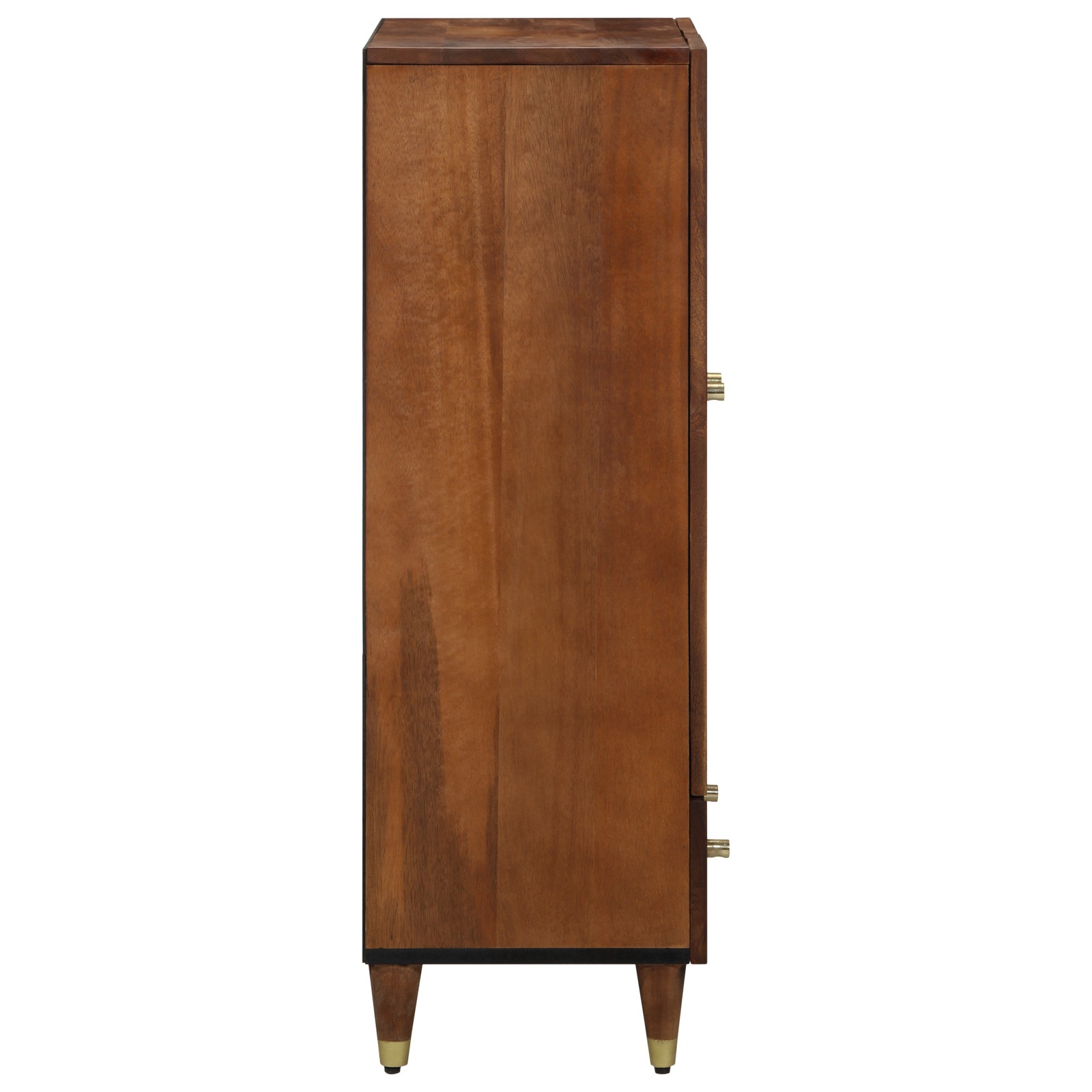 Highboard Grau und Gold 60 x 33 x 100 cm Massivholz Mango