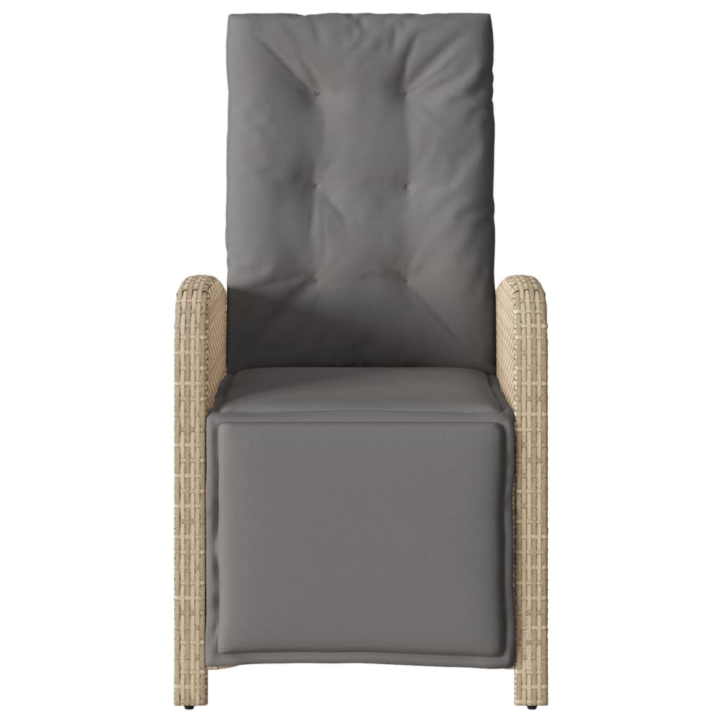 Gartensessel mit Fußteil Verstellbar Schwarz Poly Rattan