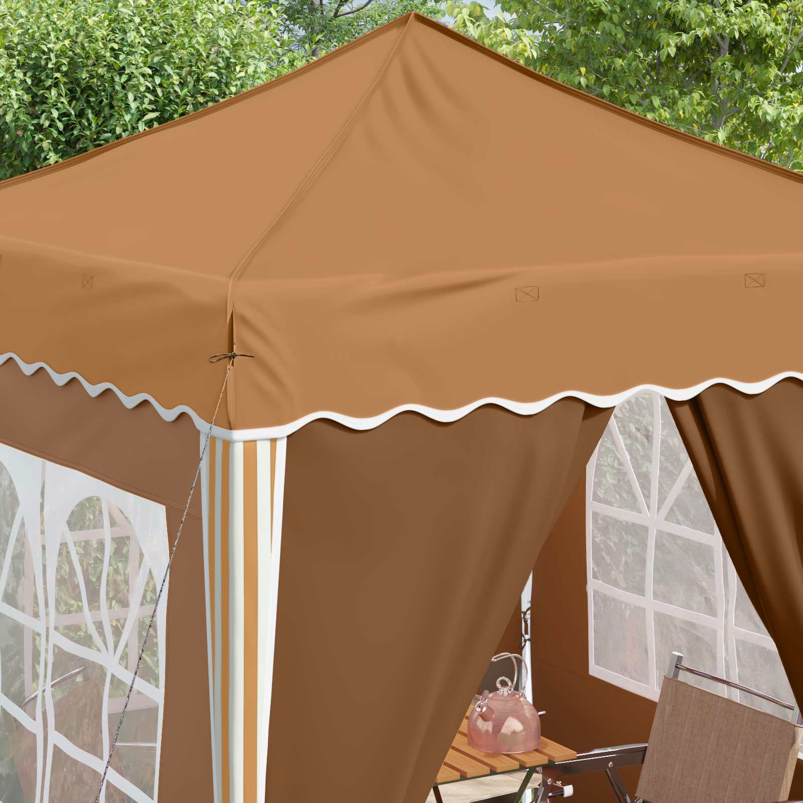 Pop-up Partyzelt 195 x 195 x 245 cm Creme Oxford-Stoff