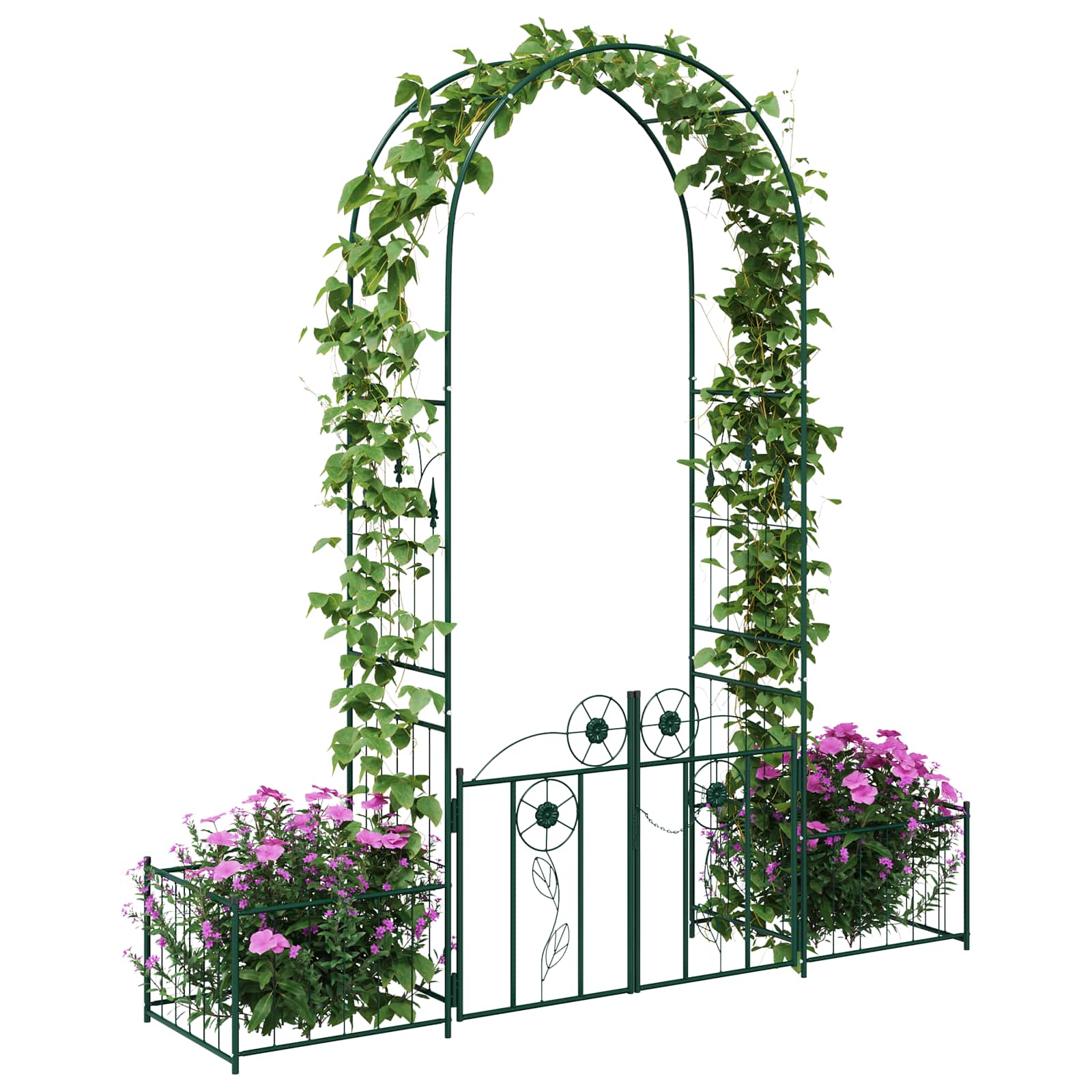 Gartenbogen mit Schloss Schwarz 102 x 50 x 218 cm