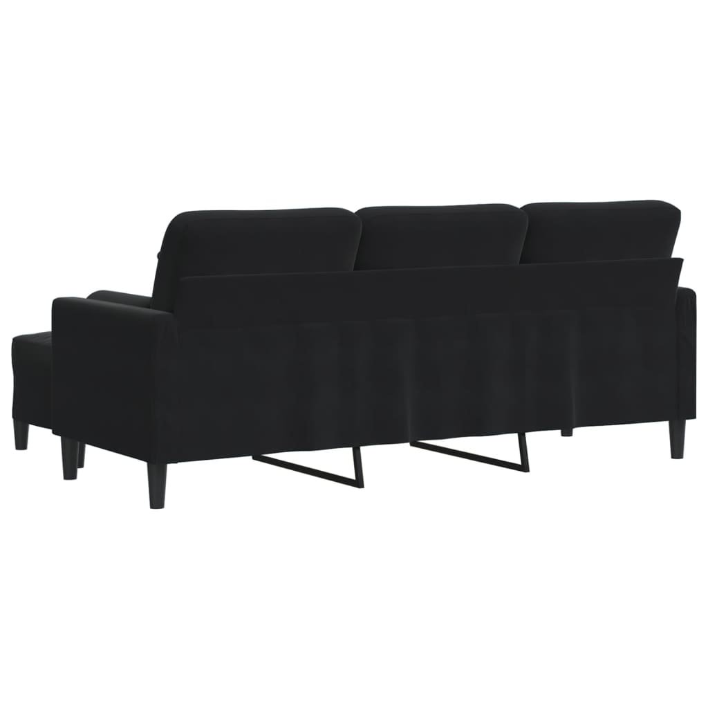 3-Sitzer-Sofa mit Hocker Hellgrau 180 cm Samt