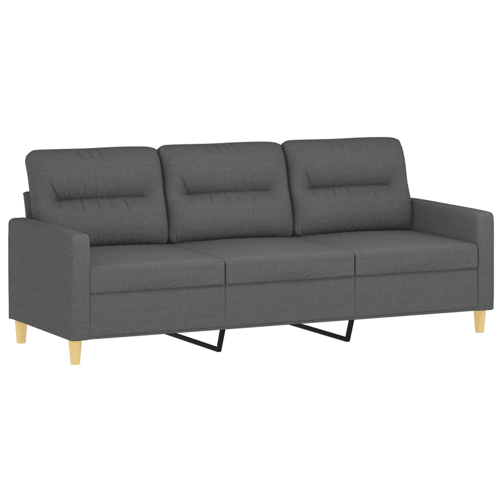 3-tlg. Sofagarnitur mit Kissen Taupe Stoff