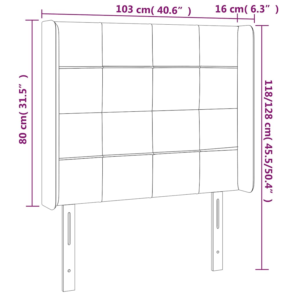 Kopfteil mit Ohren Dunkelblau 93x16x78/88 cm Samt