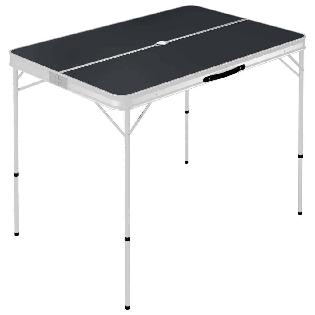 Klappbarer Campingtisch mit 2 Sitzbänken Aluminium Weiß