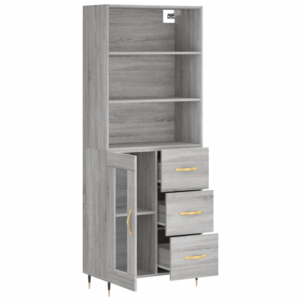 Highboard Betongrau 69,5x34x180 cm Holzwerkstoff