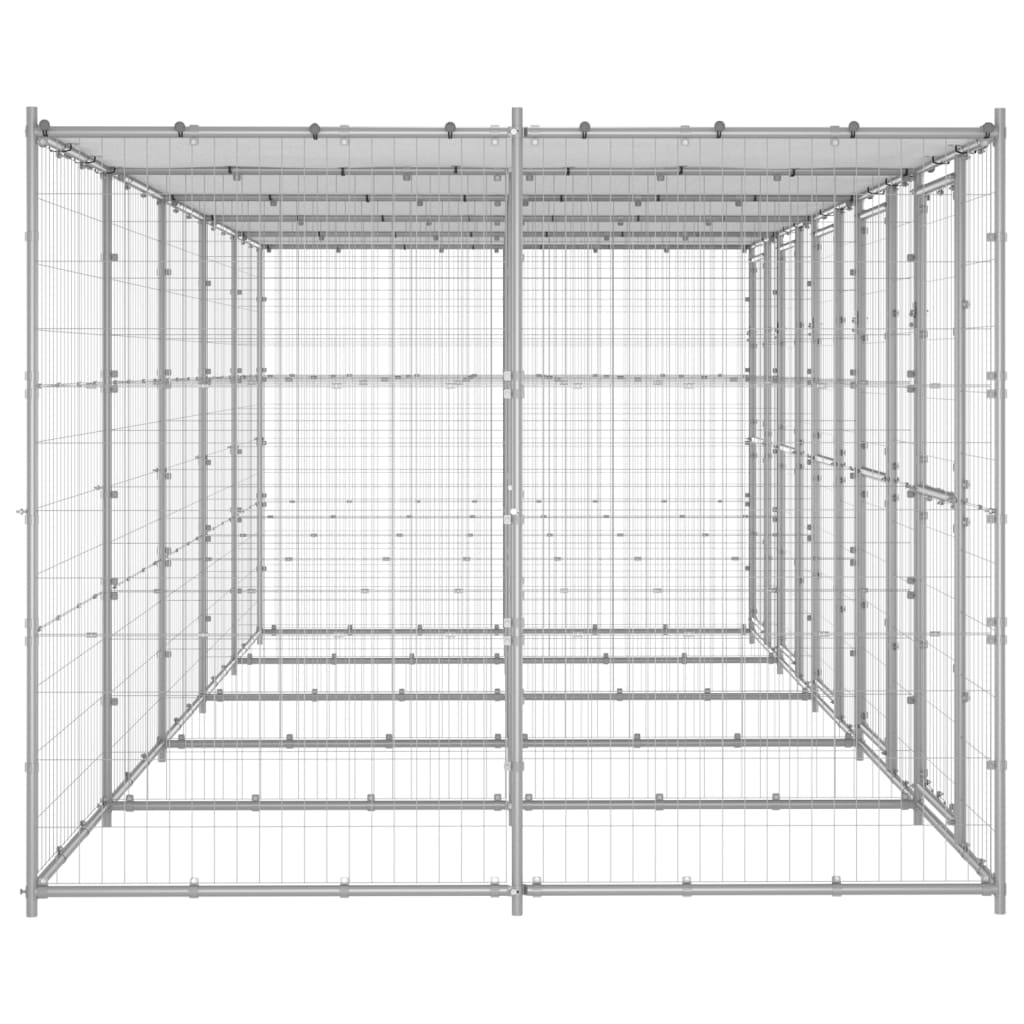 Outdoor-Hundezwinger Stahl mit Überdachung 110x220x180 cm