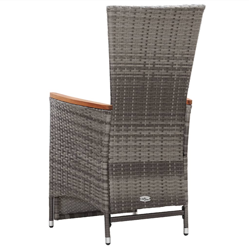 Garten-Liegestühle mit Kissen 2 Stk. Grau Poly Rattan