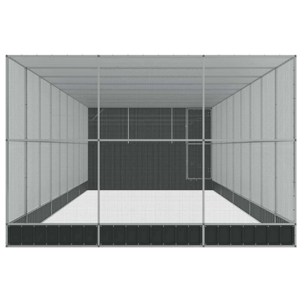 Voliere mit Erweiterung Silber 416 x 203 x 216 cm Stahl