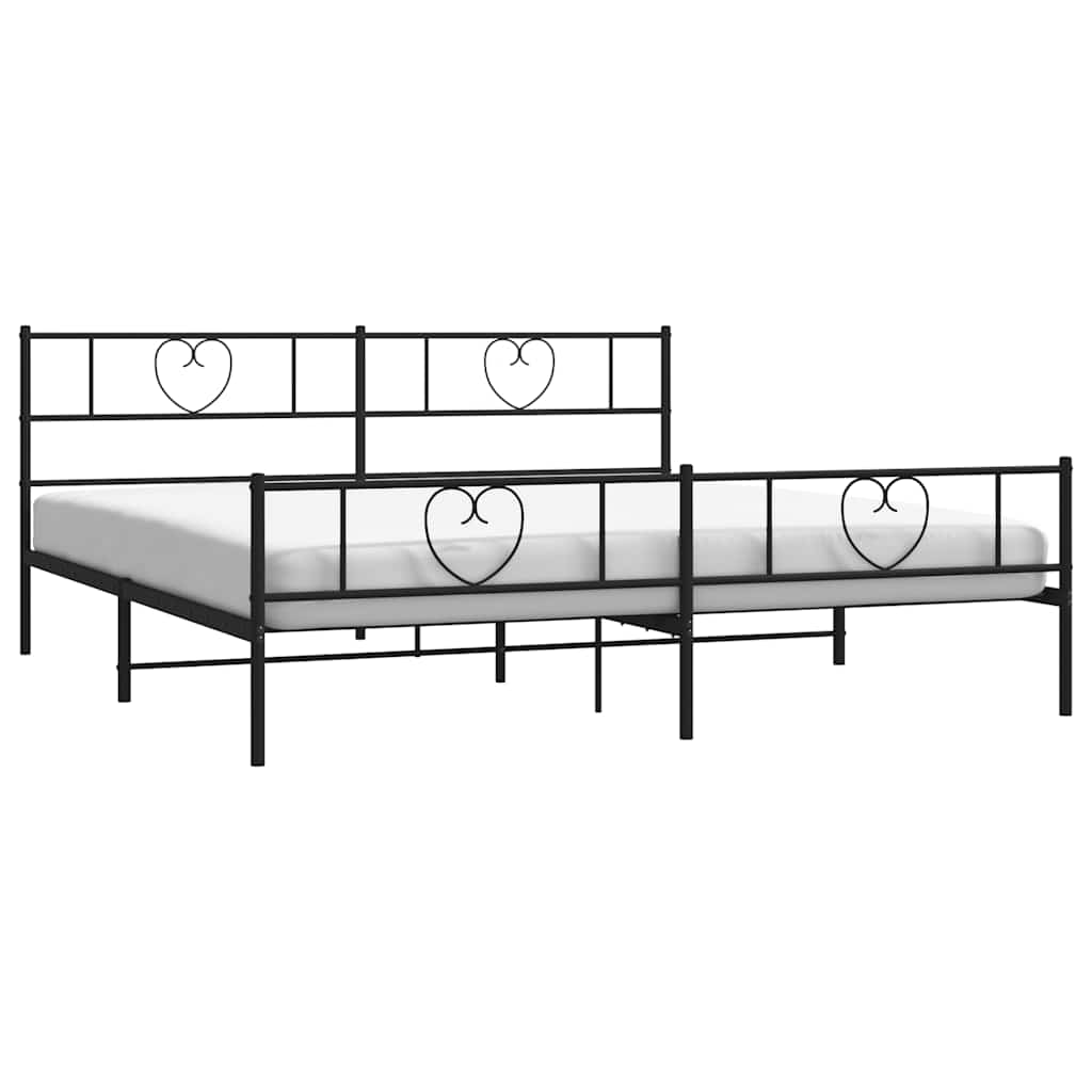 Bettgestell mit Kopfteil Metall Schwarz 100x190 cm
