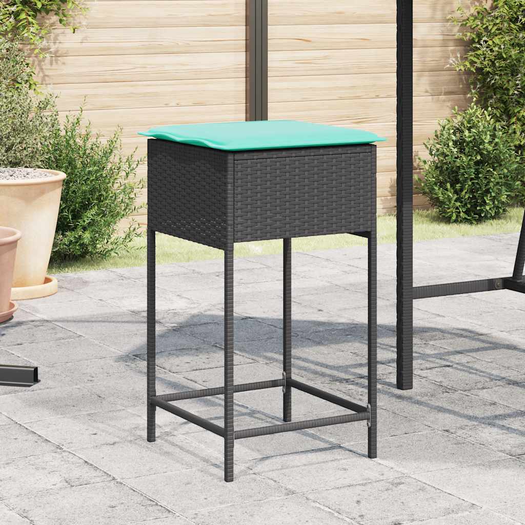 Garten-Barhocker mit Kissen 2 Stk. Grau Poly Rattan