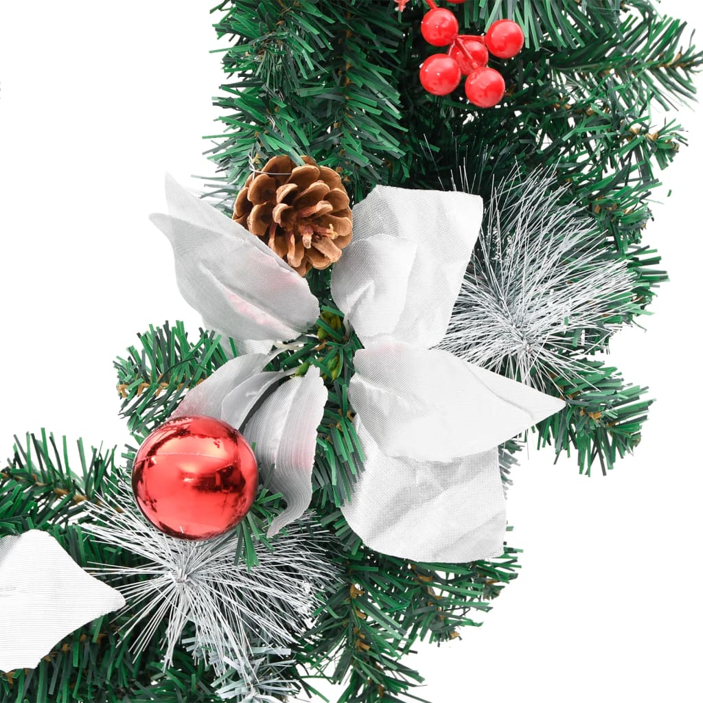 Weihnachtskranz mit LED-Lichtern Grün 60 cm PVC