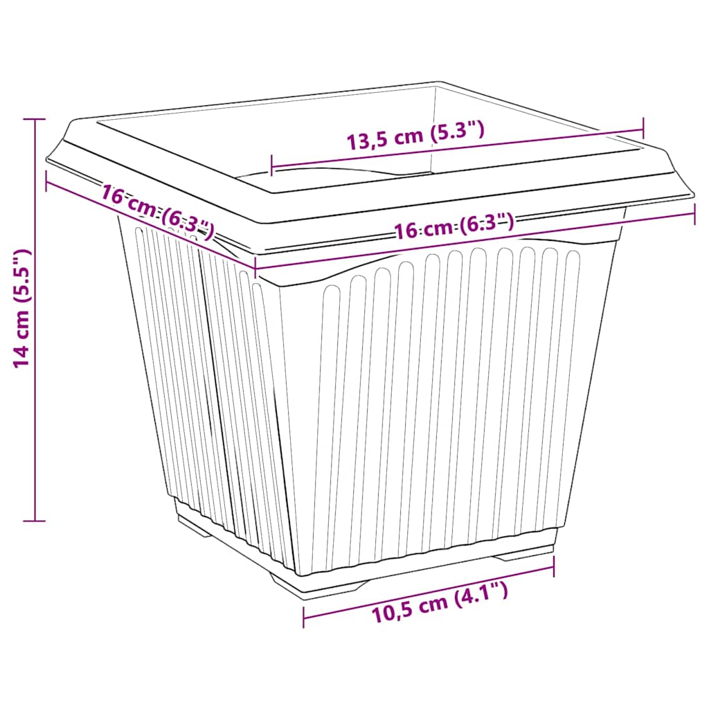Blumentöpfe 6 pcs Ziegelrot 20 x 20 x 16 cm Kunststoff