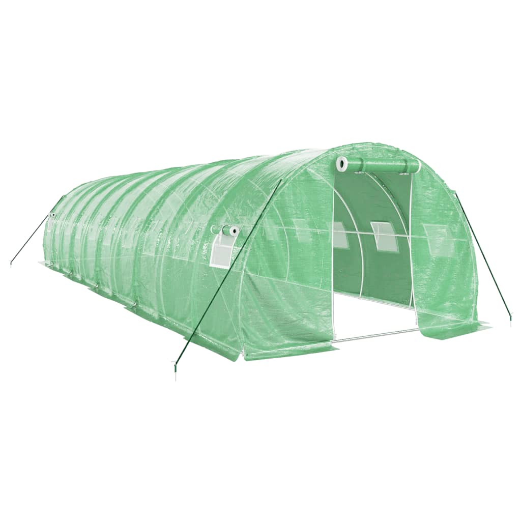 Gewächshaus mit Stahlrahmen Grün 48 m² 16x3x2 m