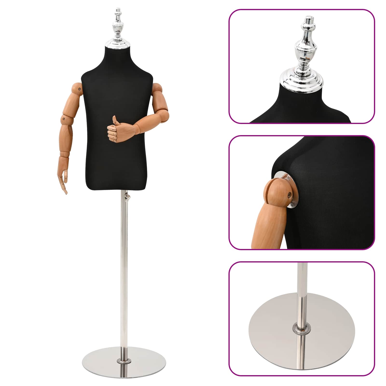 Verstellbares 120-150 cm Mannequin mit Basis Unisex PP Weiß
