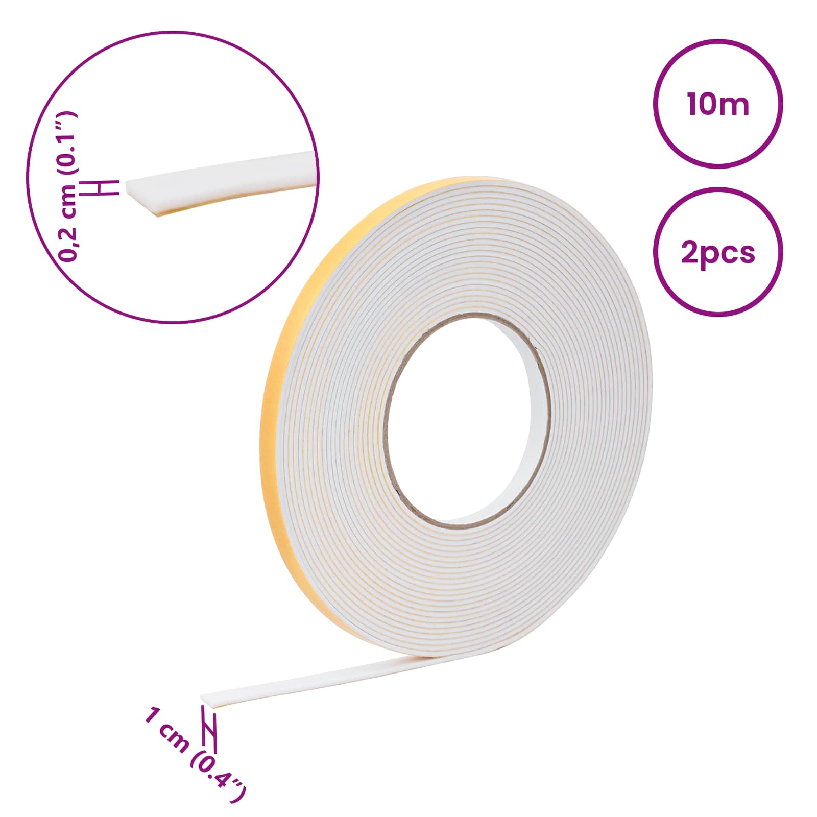 Selbstklebendes Schaumstoffband Schwarz 10mm x 10m CR-Schaum
