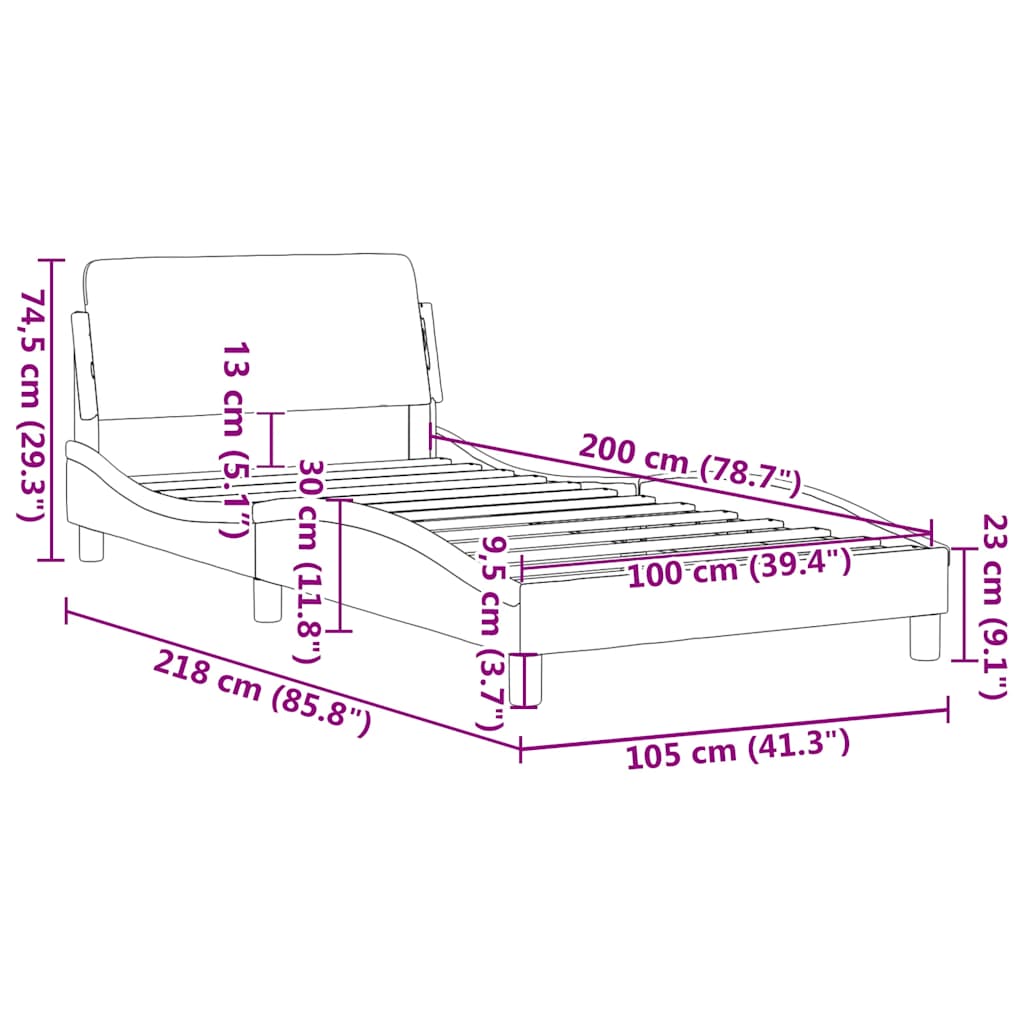 Bettgestell "Dover" Hellgrau 80x200 cm Samt