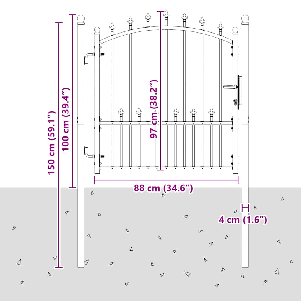 Zauntor EMMEN mit Spikes Stahl 104 x 97 cm Grün