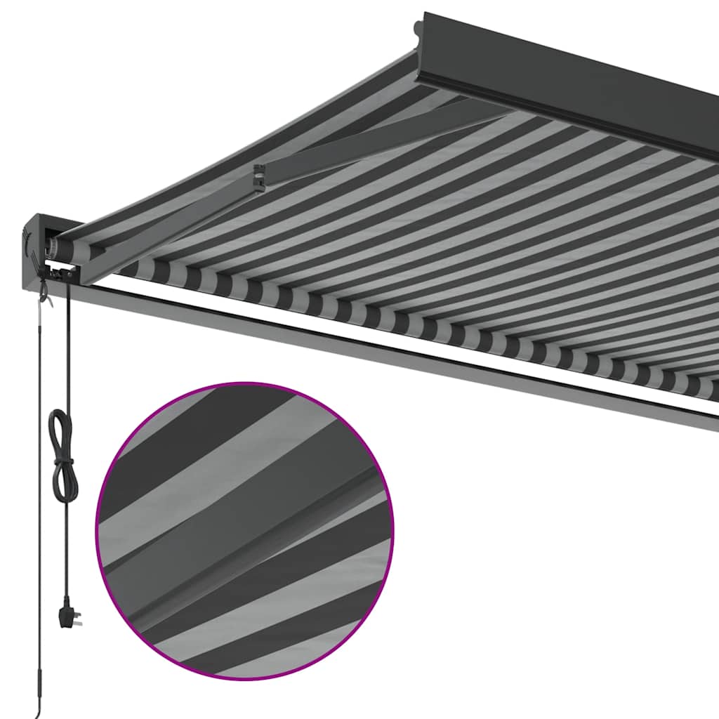 Markise Einziehbar Blau und Weiß 4x3 m Stoff und Aluminium