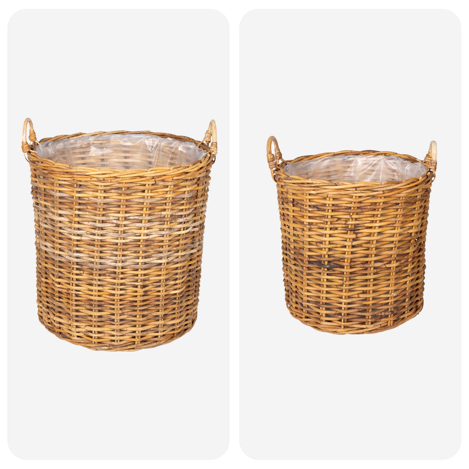 Blumentopf Körbchen 2 Stk. Natürliches Grau Kubu Rattan