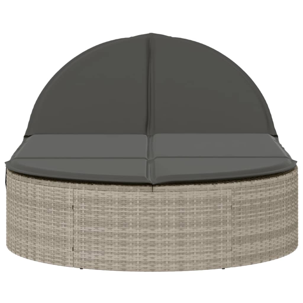 Doppel-Sonnenliege mit Kissen Schwarz Poly Rattan