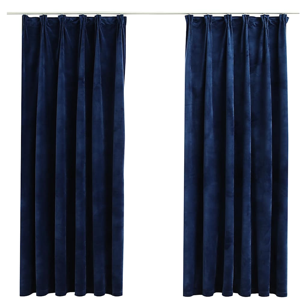 Verdunkelungsvorhänge mit Haken 2 Stk. Samt Schwarz 140x175 cm