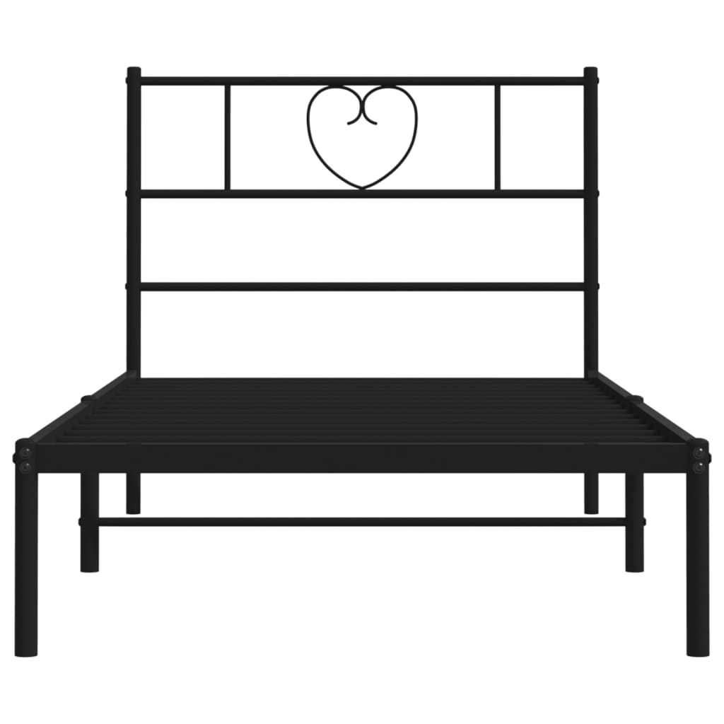 Bettgestell mit Kopfteil Metall Schwarz 100x190 cm