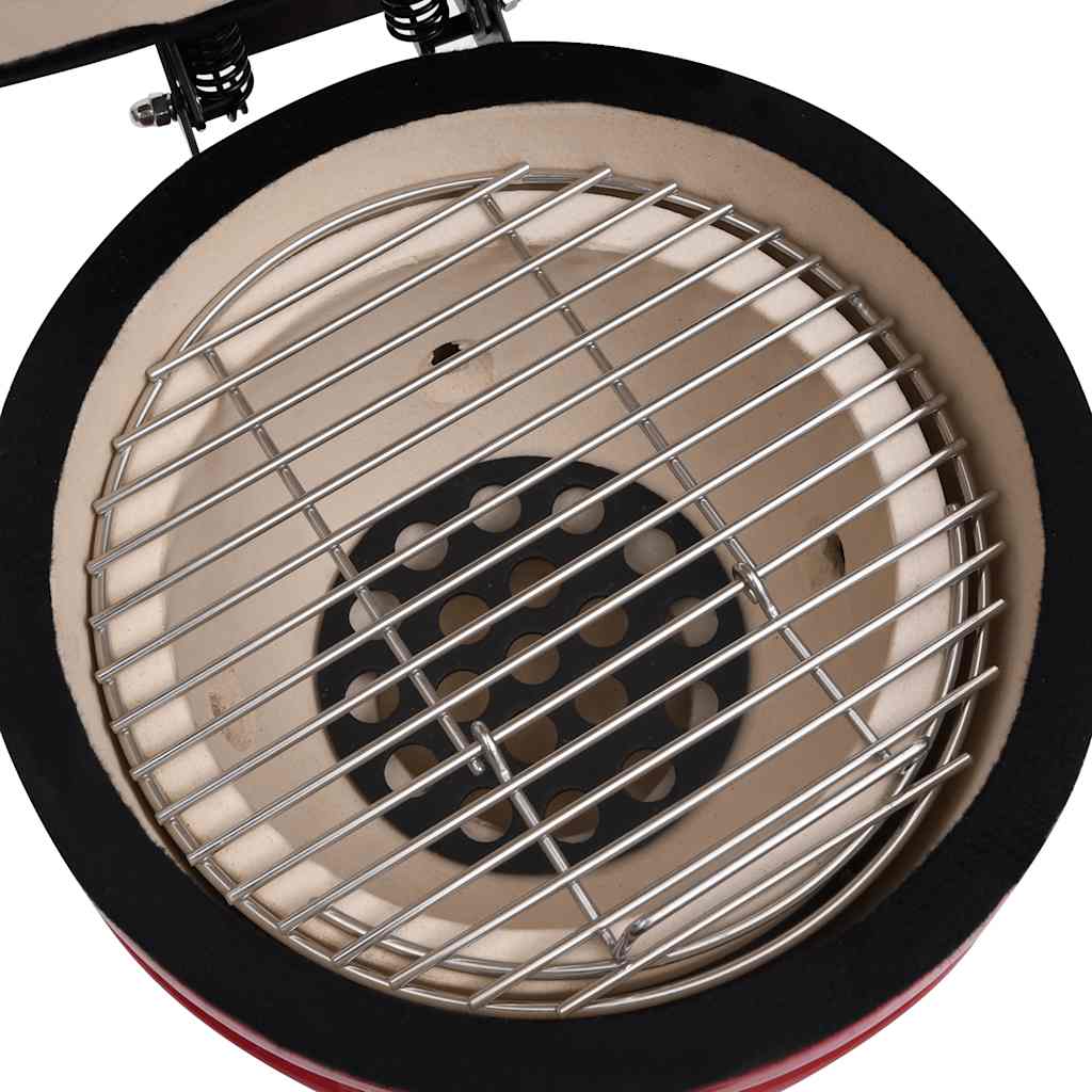 2-in-1 Kamado-Grill Smoker Keramik 56 cm Schwarz