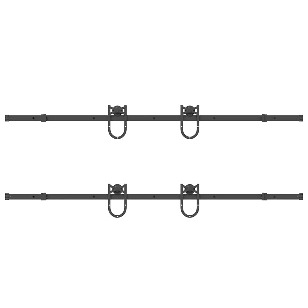 Schiebetürbeschlag-Set 366 cm Stahl Schwarz