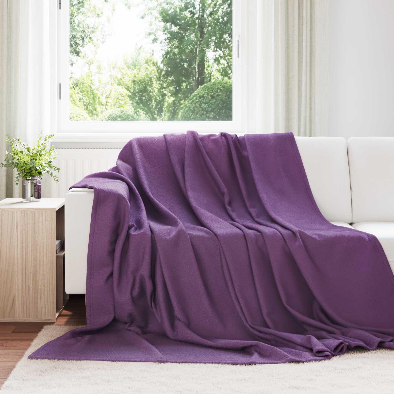 Überwurfdecke Beige 170 x 130 cm Fleece