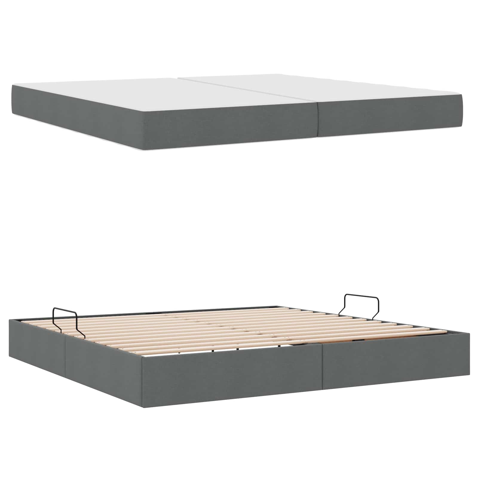 Aufbewahrungsbett mit Matratze Hellgrau 90 x 190 cm Polyester