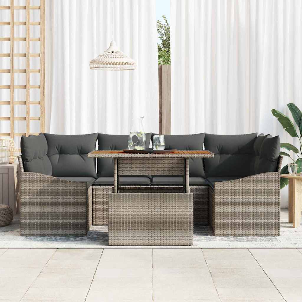 Garten Essgruppe mit Kissen 7 pcs Schwarz und Creme