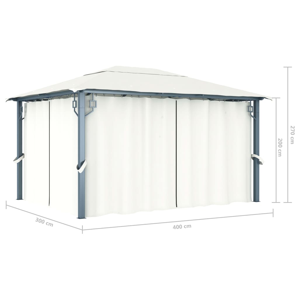 Pavillon mit Vorhang 300x300 cm Taupe Aluminium