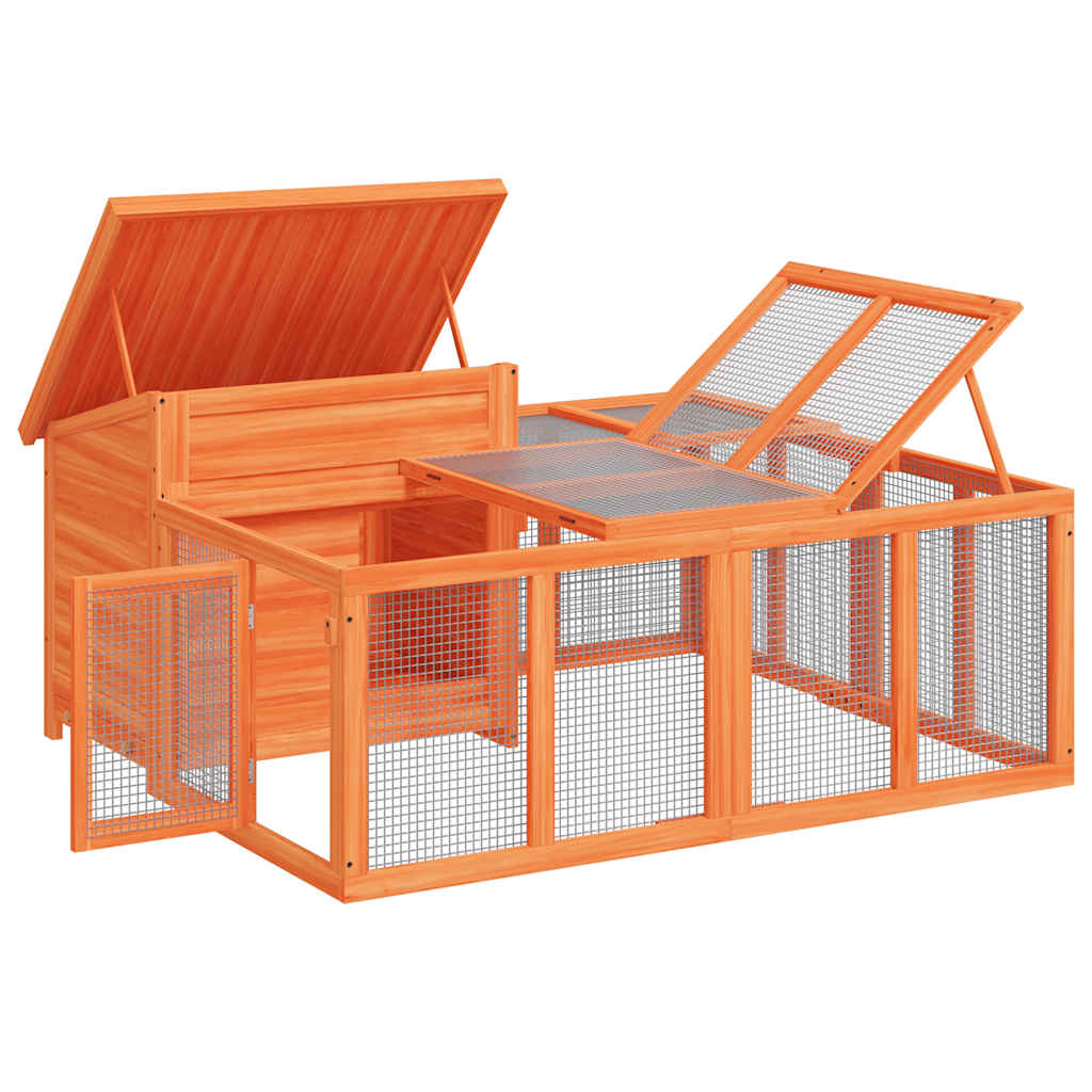 Kaninchenstall Mokka 144x123x67,5 cm Massivholz Kiefer