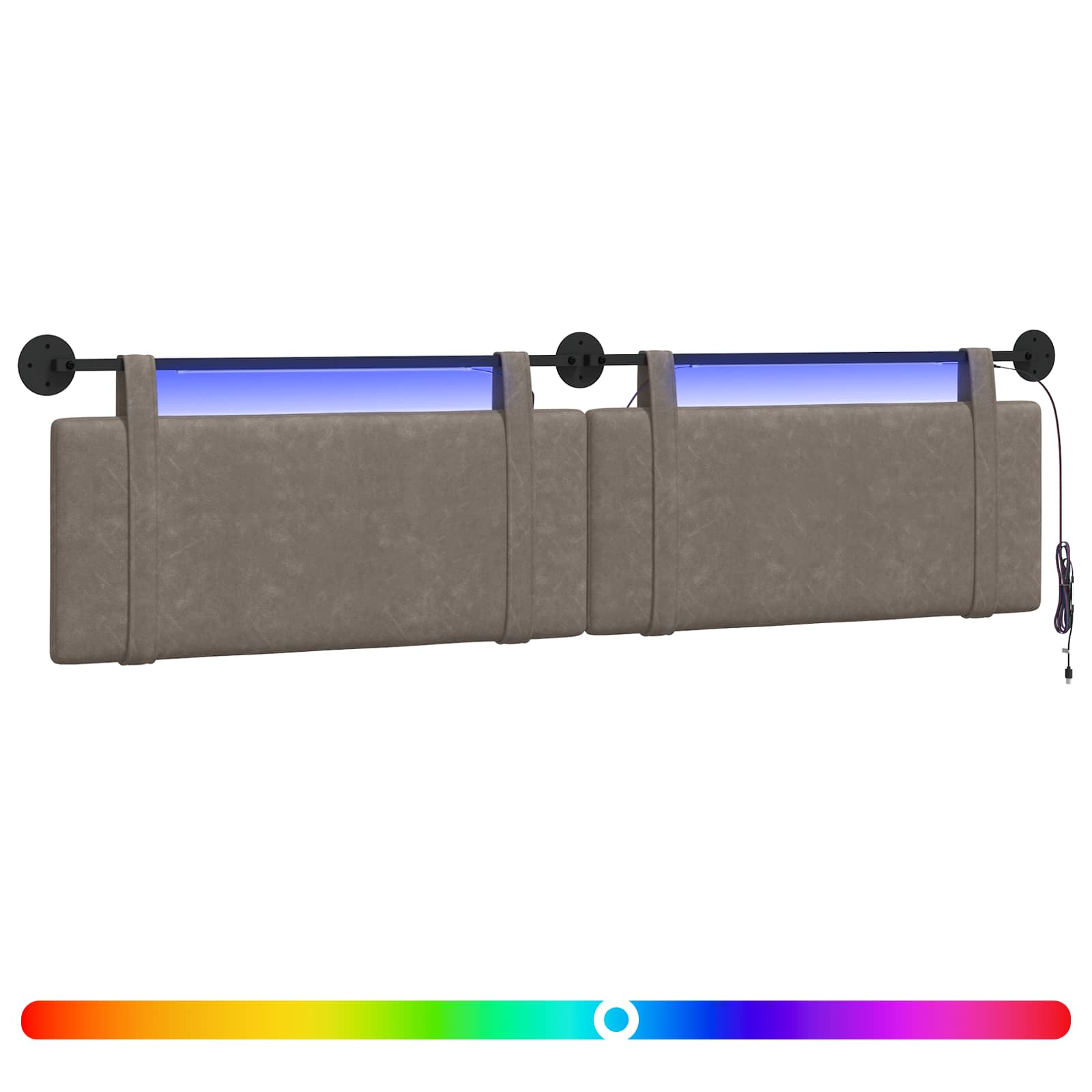 Hängendes Kopfteil Mit LED Licht Schwarz Antikes PU