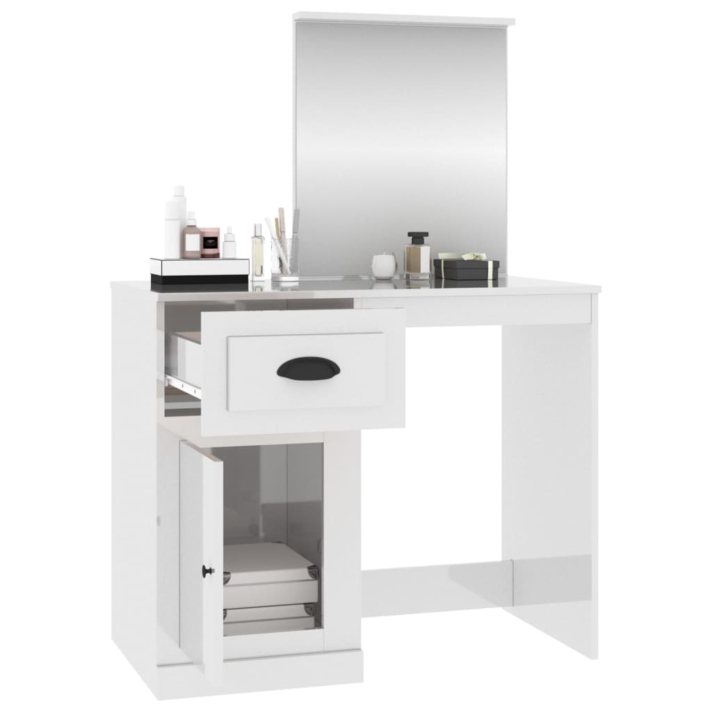 Schminktisch mit Spiegel Weiß 90x50x132,5 cm Holzwerkstoff
