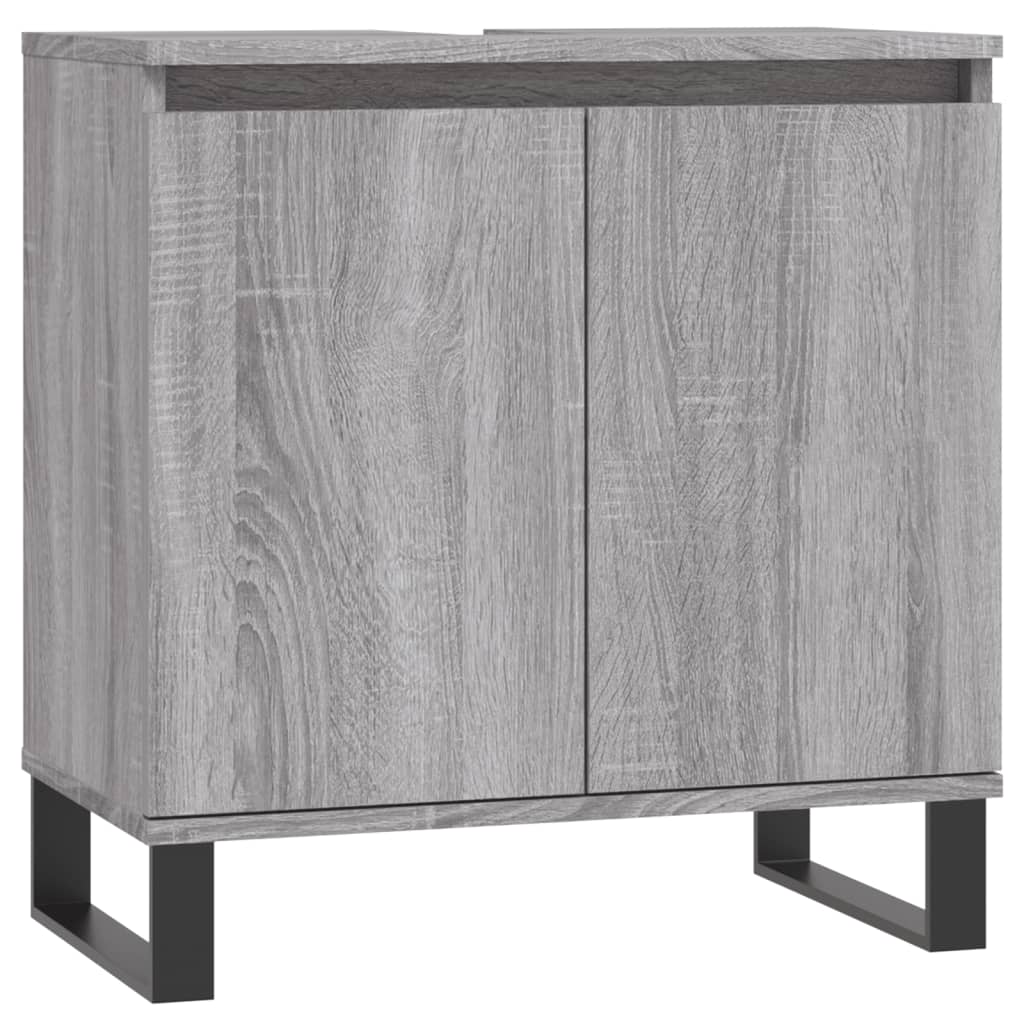 3-tlg. Badmöbel-Set Räuchereiche Holzwerkstoff
