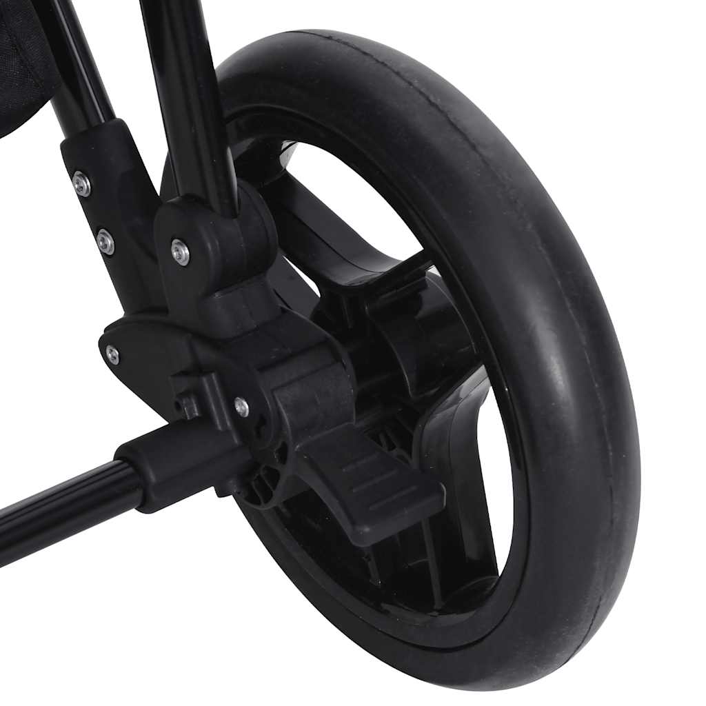 3-in-1 Kinderwagen Hellgrau und Schwarz Stahl