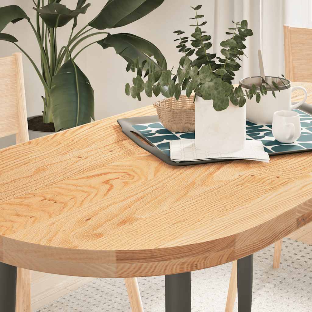 Tischplatte 80x40x2 cm Massivholz Eiche Oval